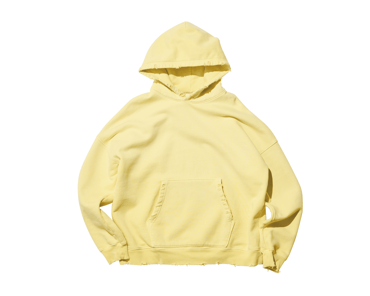 アメリカ仕込みのダメージ感。〈MOOJIMOOJI〉のパーカー。