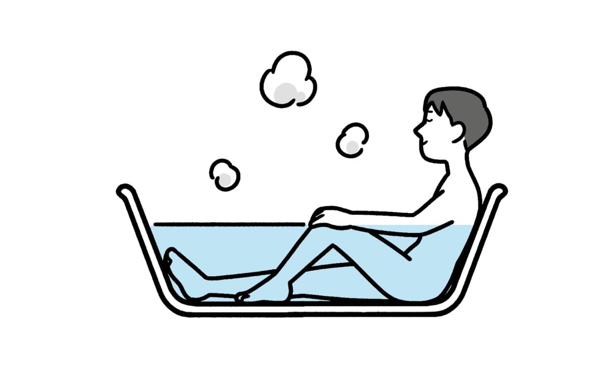 入浴している男性のイラスト