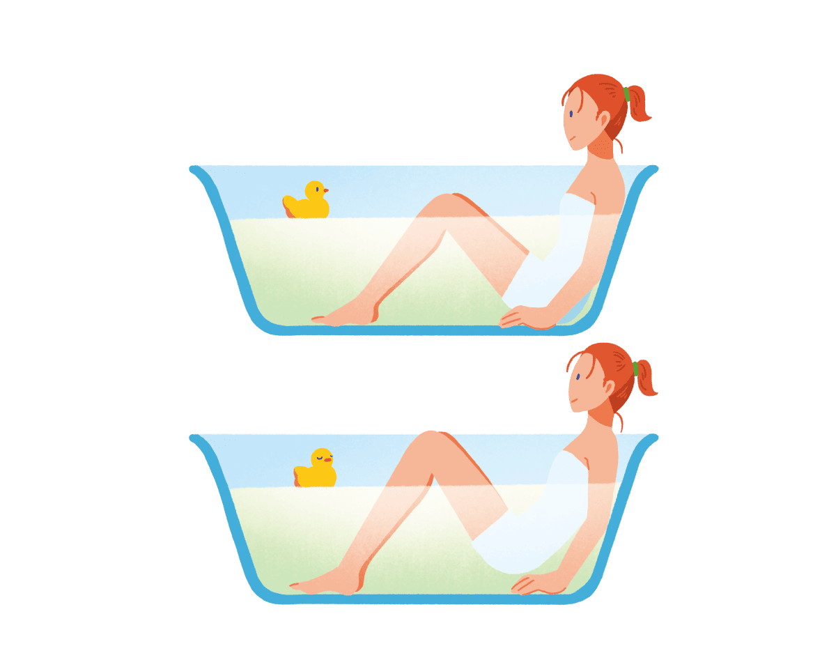 お風呂でヒップレイズしている女性