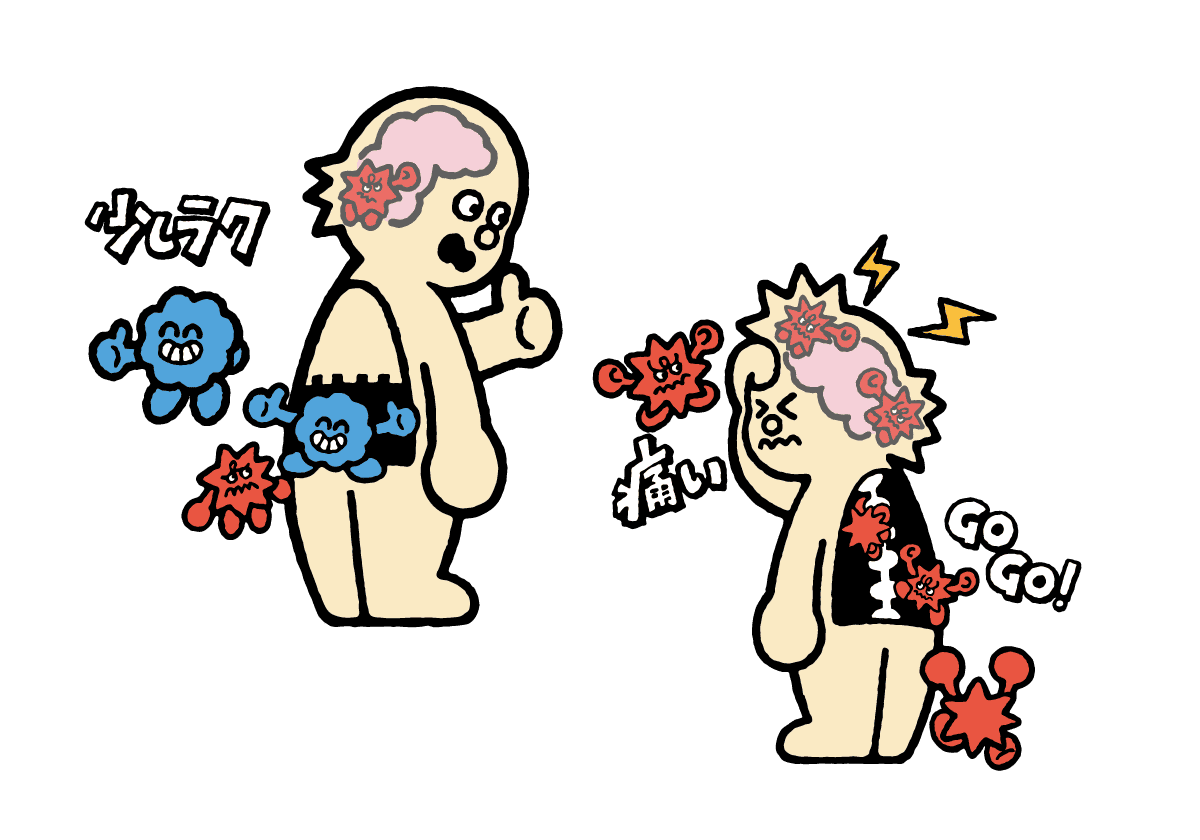ズキズキしている頭痛のイラスト