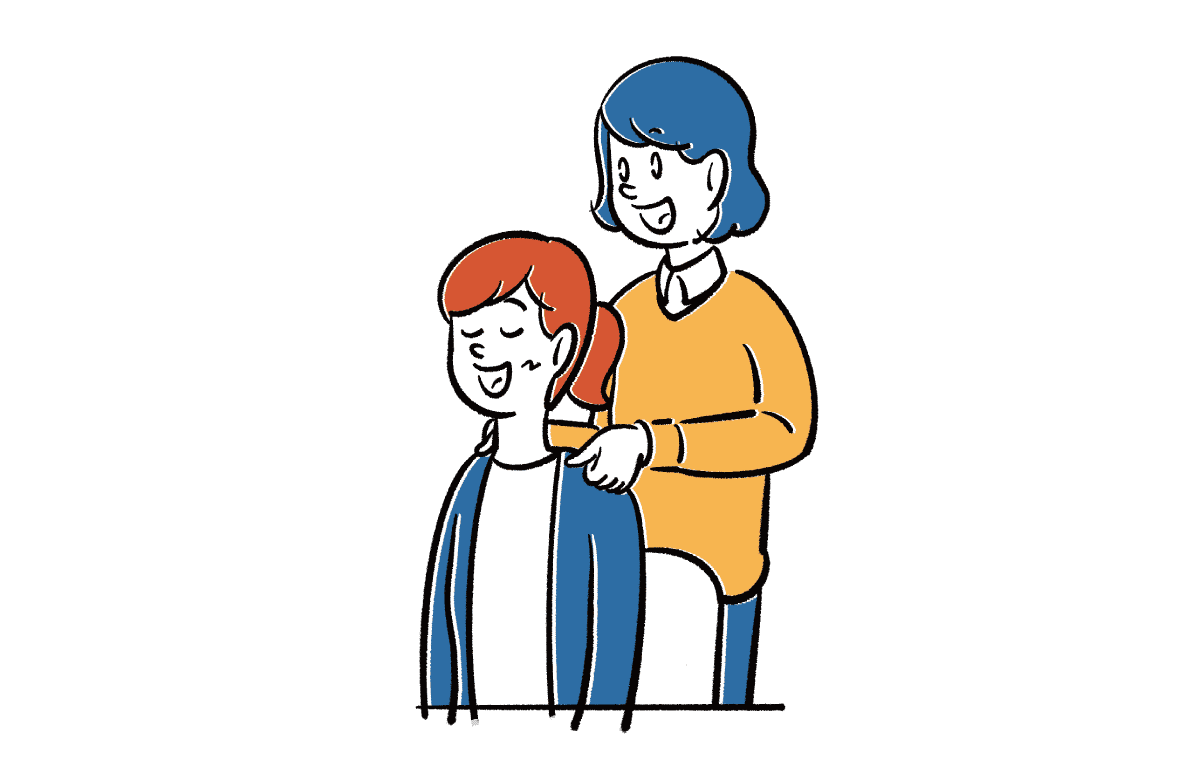 女性がツボ押ししてもらっているイラスト