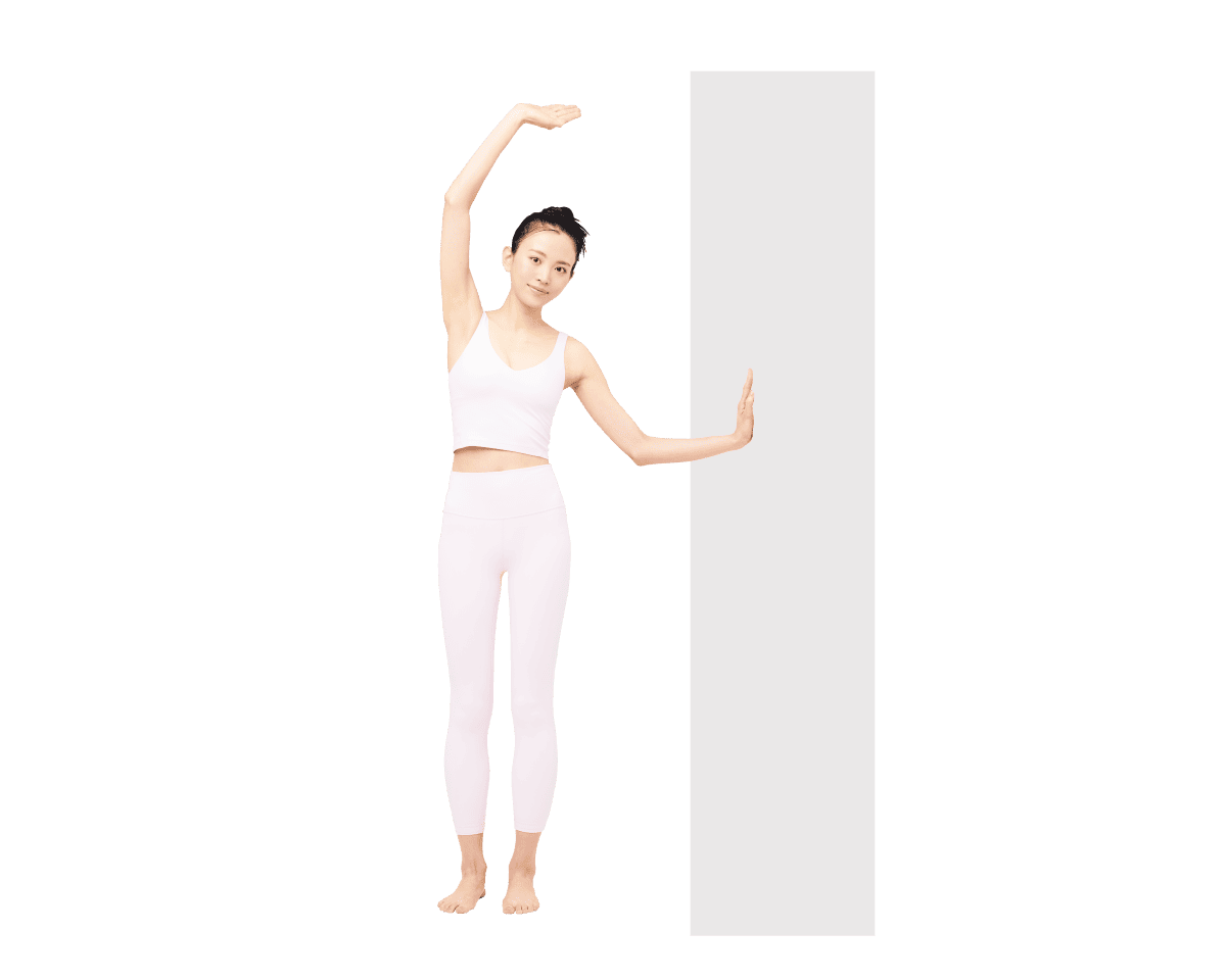 体側ストレッチしている様子