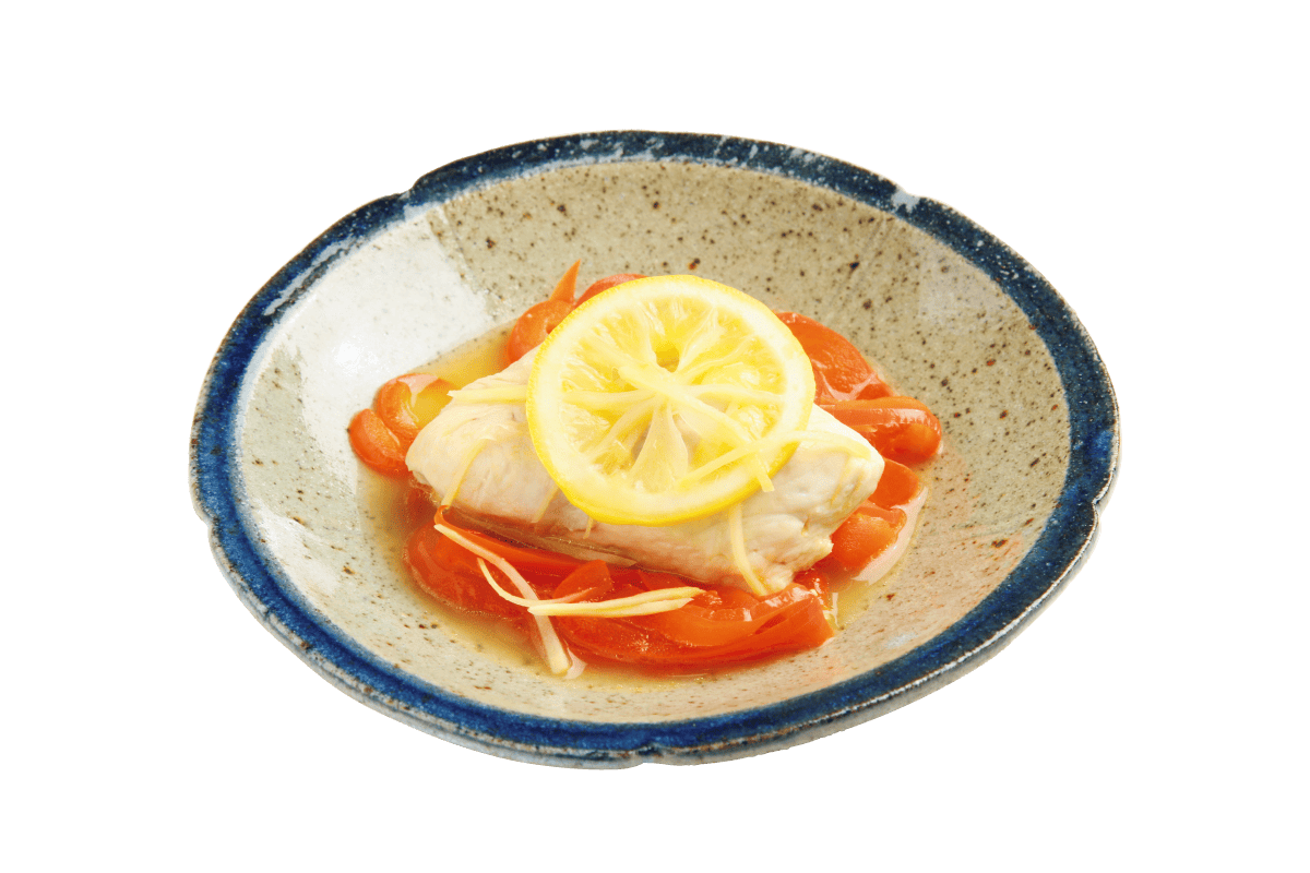鶏胸肉とパプリカ、生姜のレモン蒸し