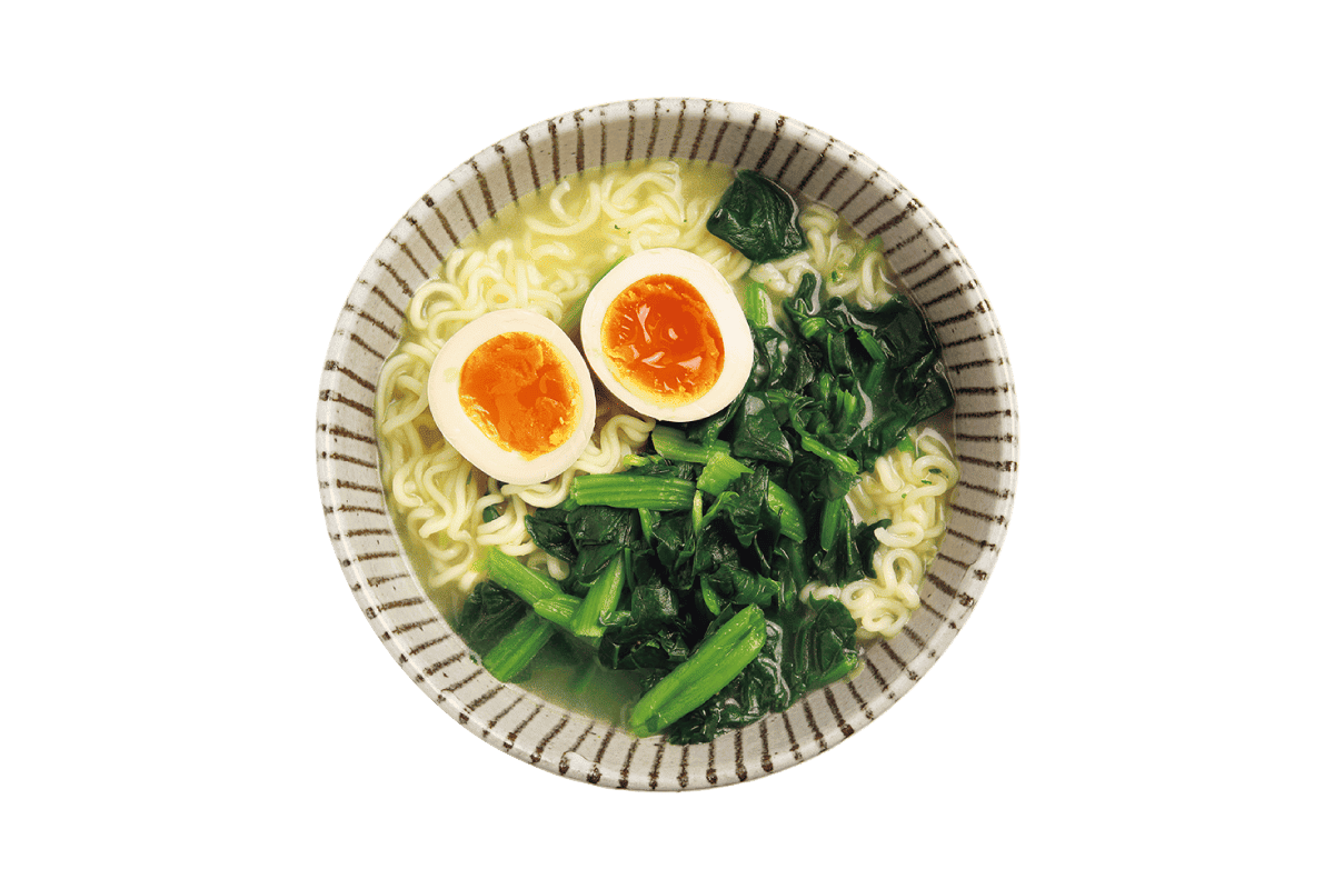 半熟卵・ほうれん草