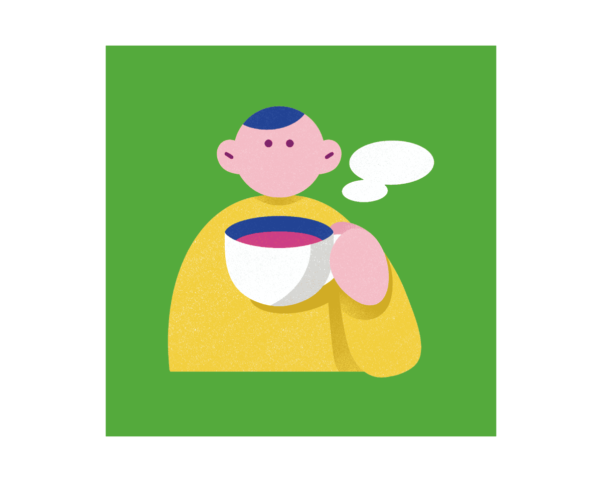 コーヒーを飲んでいる様子