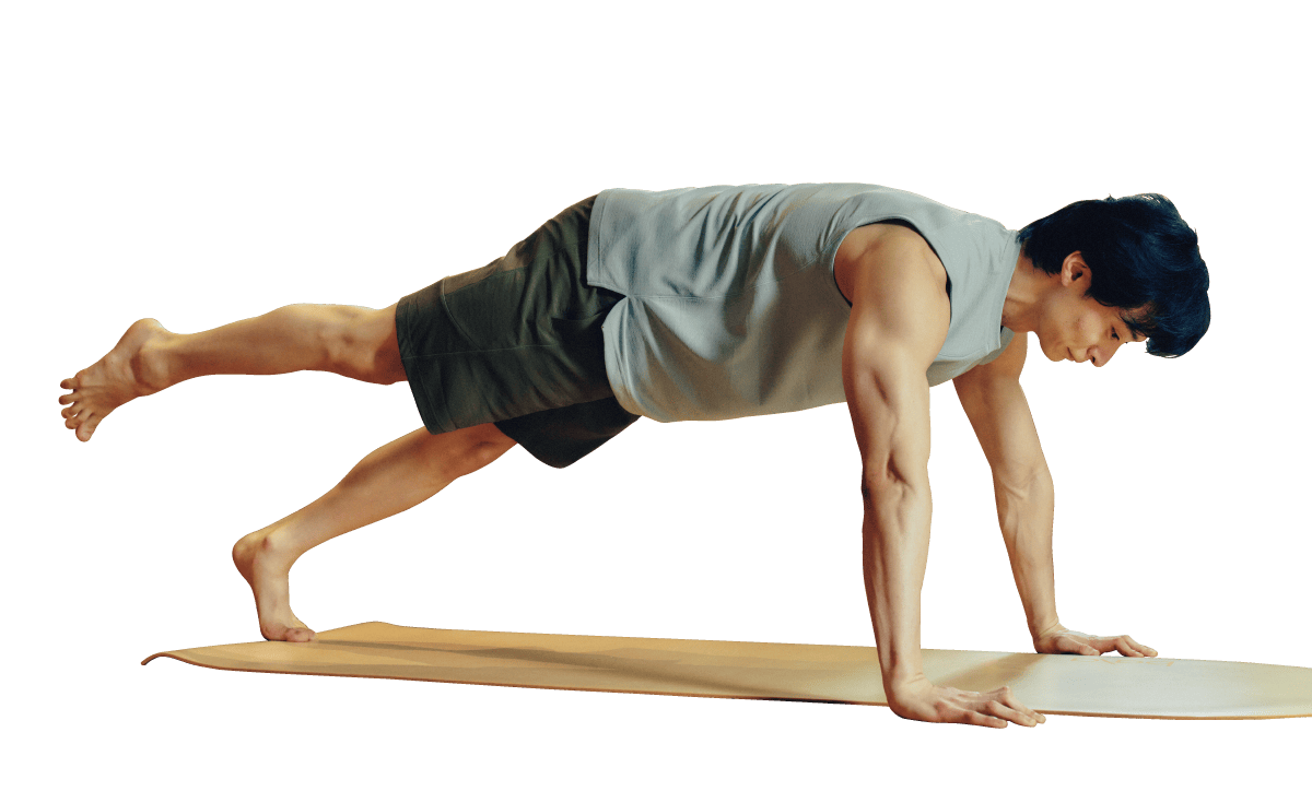 ワンレッグプッシュアップしている入江陵介さん