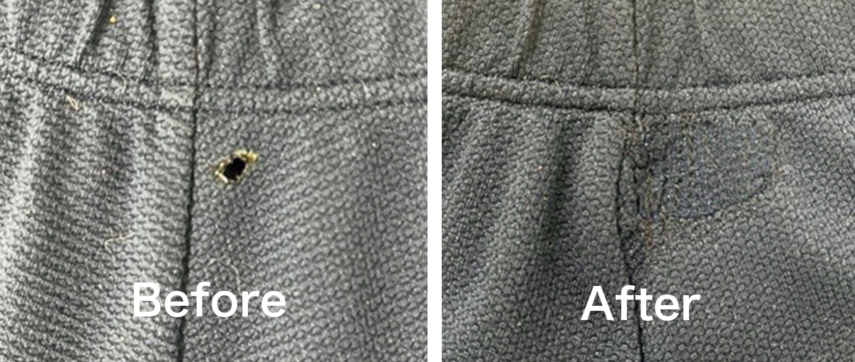 ほつれを修復したBefore・afterの画像