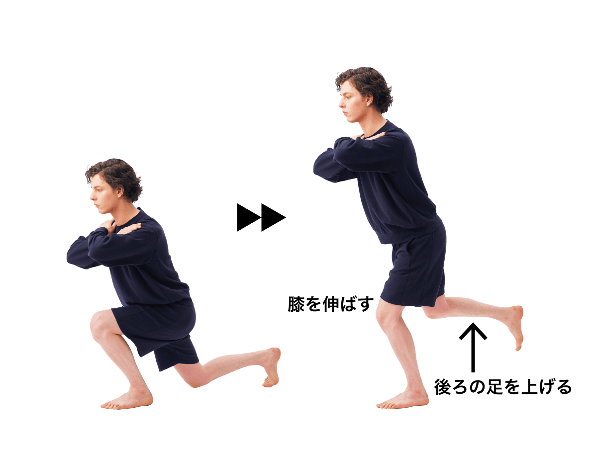 シングルスクワットしている様子