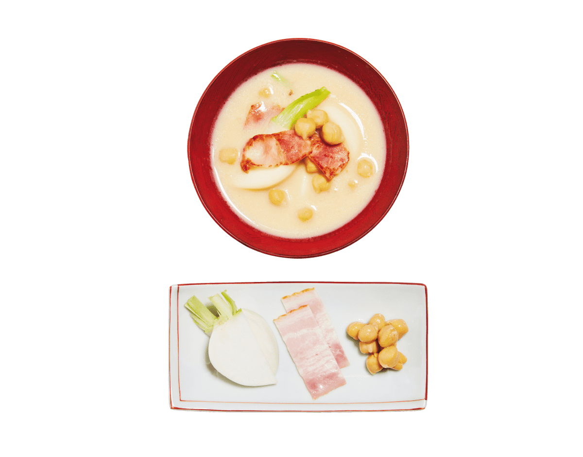 ひよこ豆+カブ+ベーコン