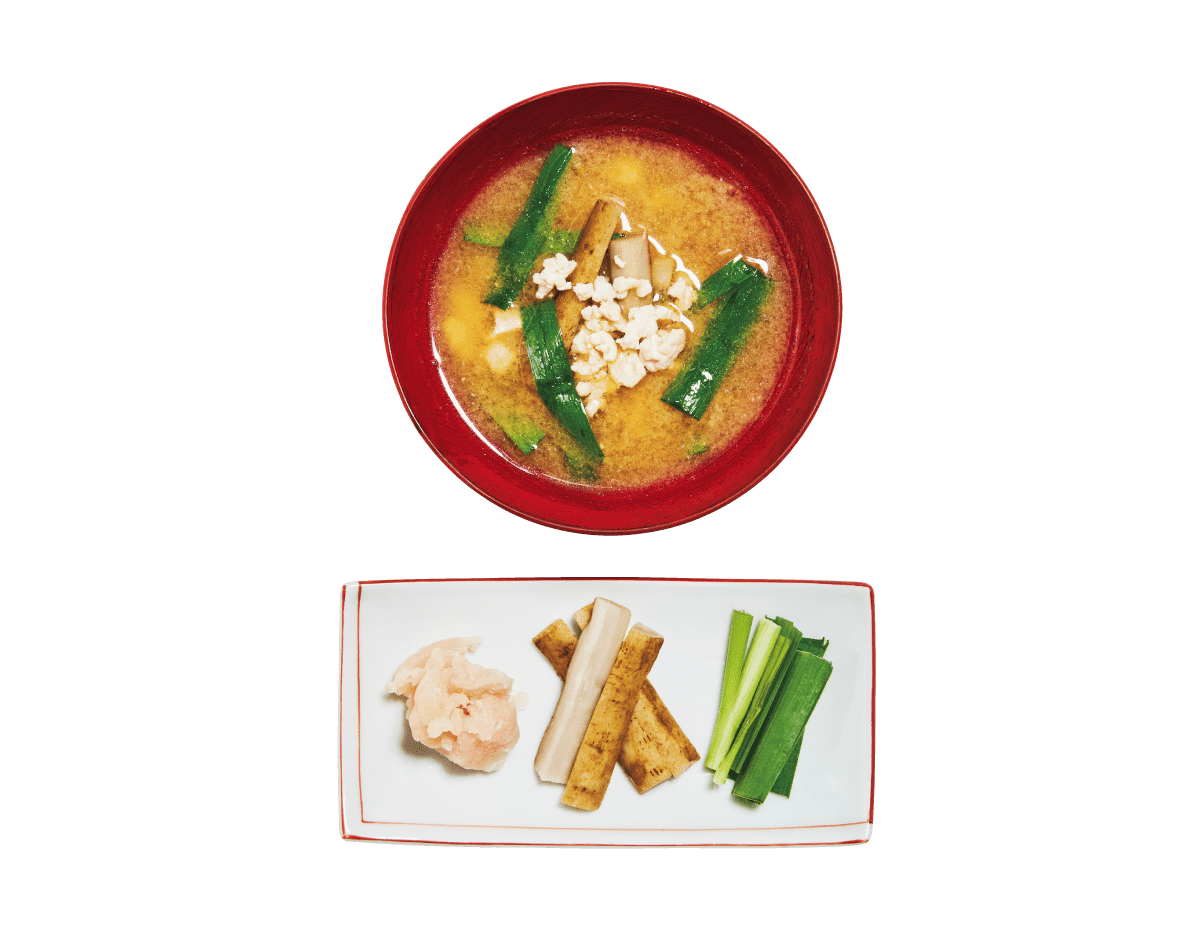 ゴボウ+鶏胸挽き肉+ニラ