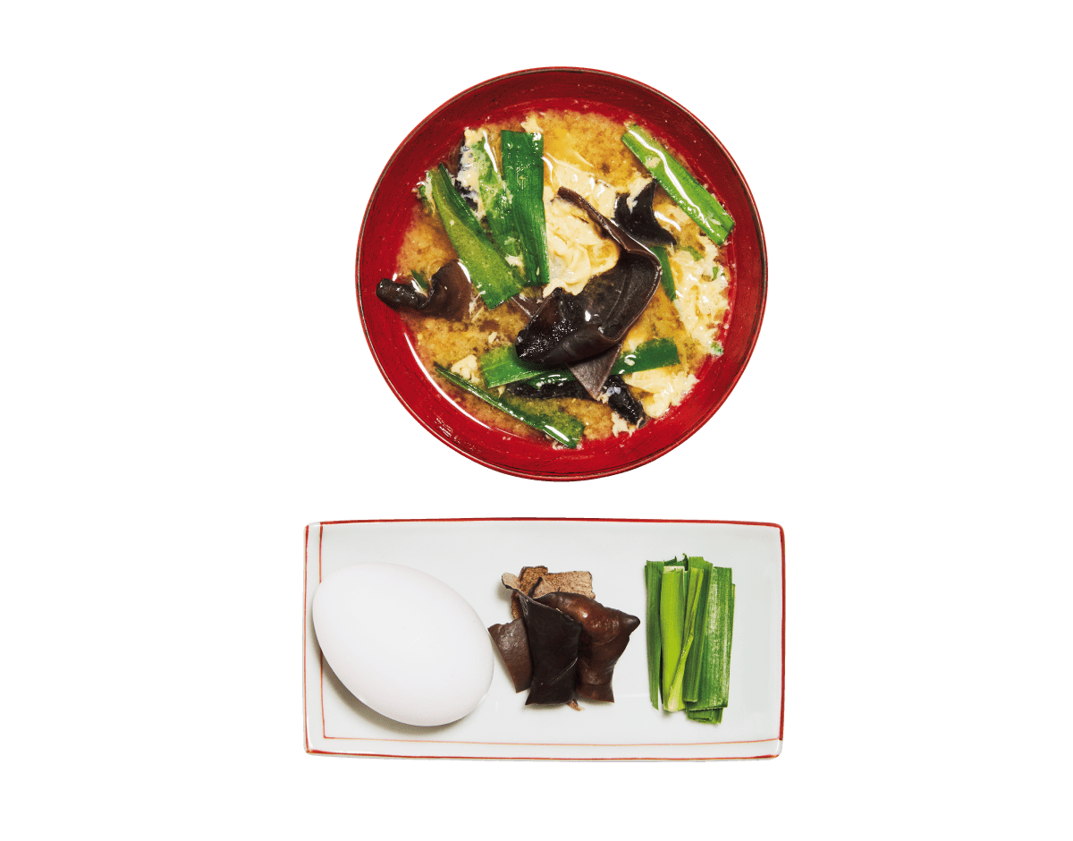 キクラゲ+ニラ+卵