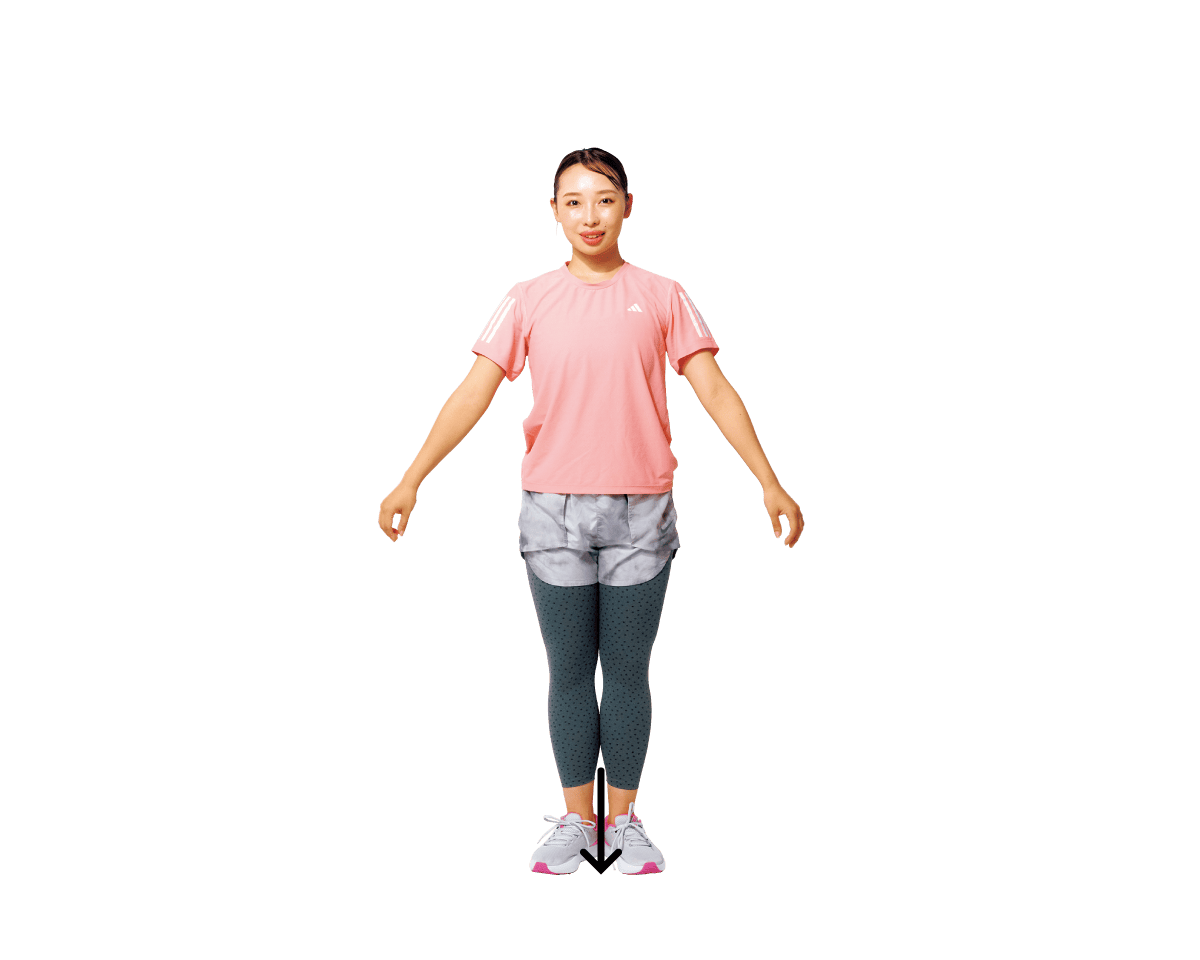 腕を振って脚を曲げ伸ばす運動