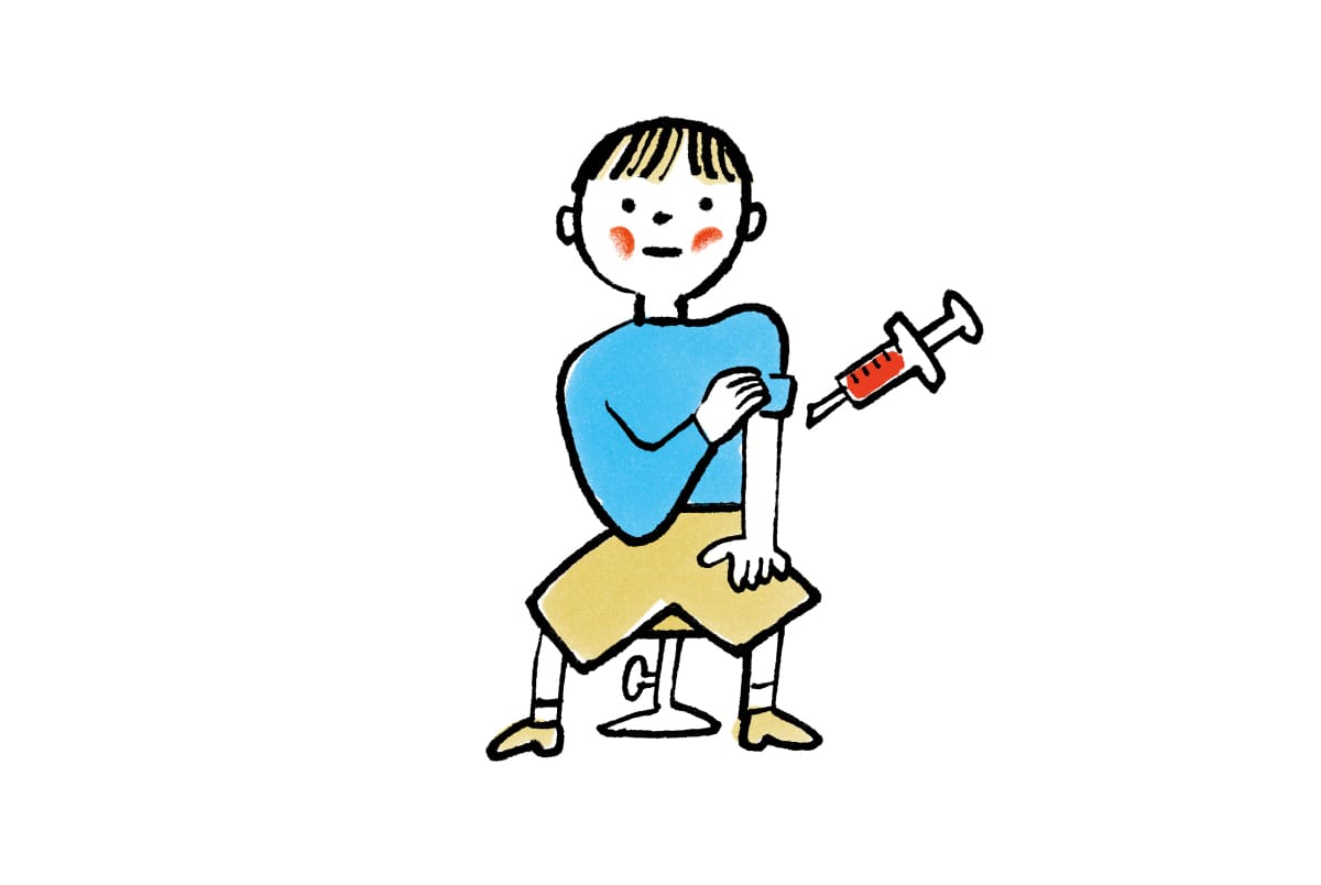 注射器で血を抜いているイラスト