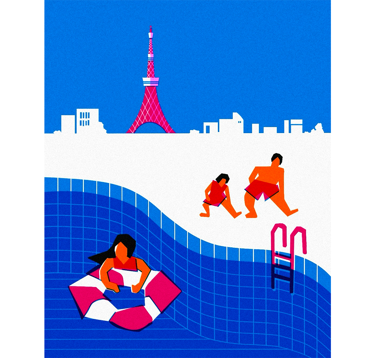 東京都内の市民プールをイメージしたイラスト