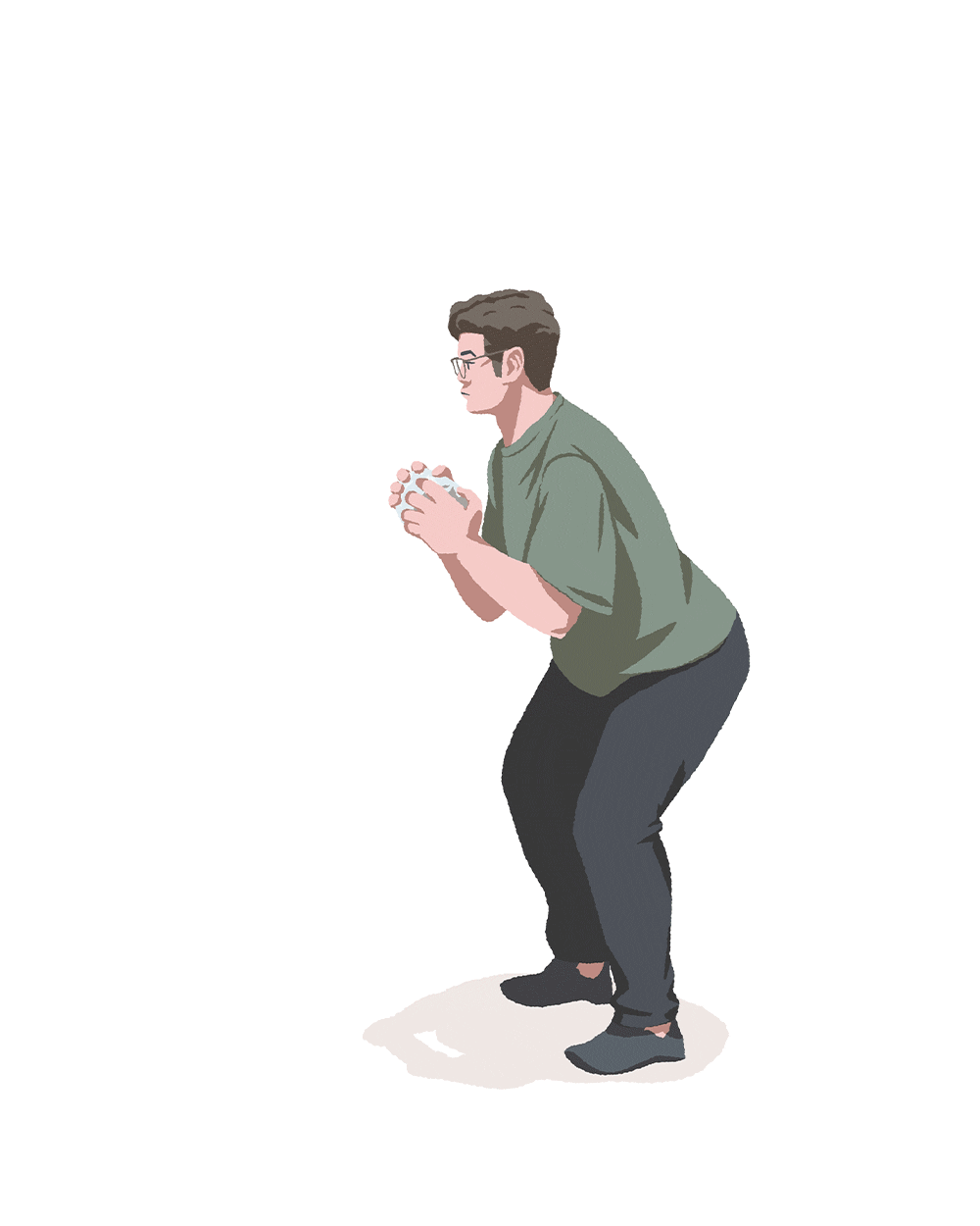 松尾諭のイラストがオーバーヘッドストレートをしている様子