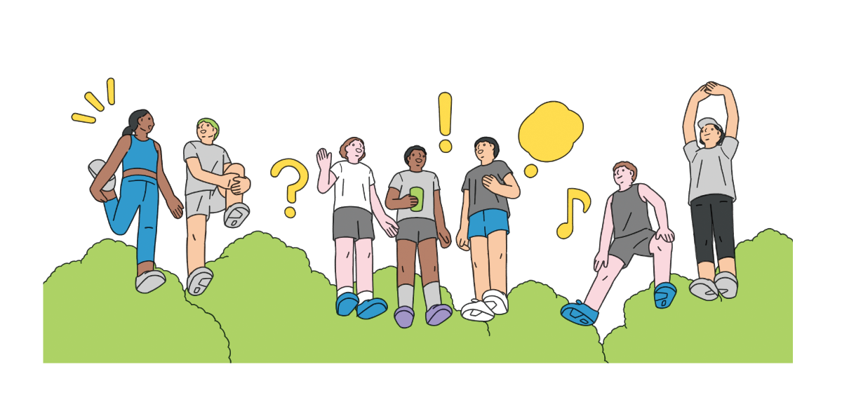 ランニングしている人たちが集まっている様子