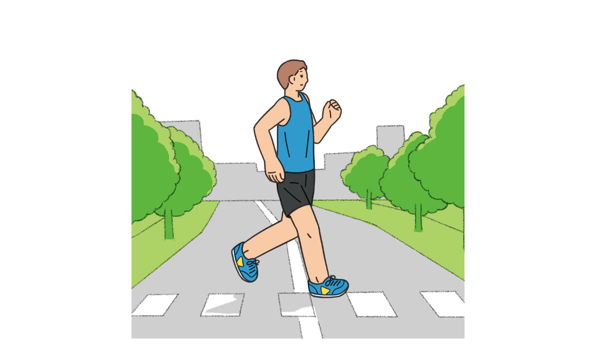フォームを意識してラン人している男性のイラスト