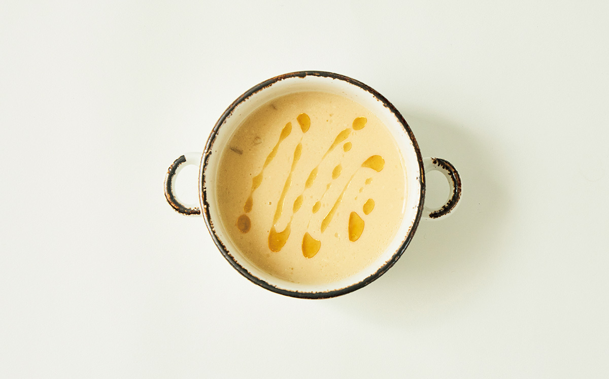 ポテトスープにごま油を足す